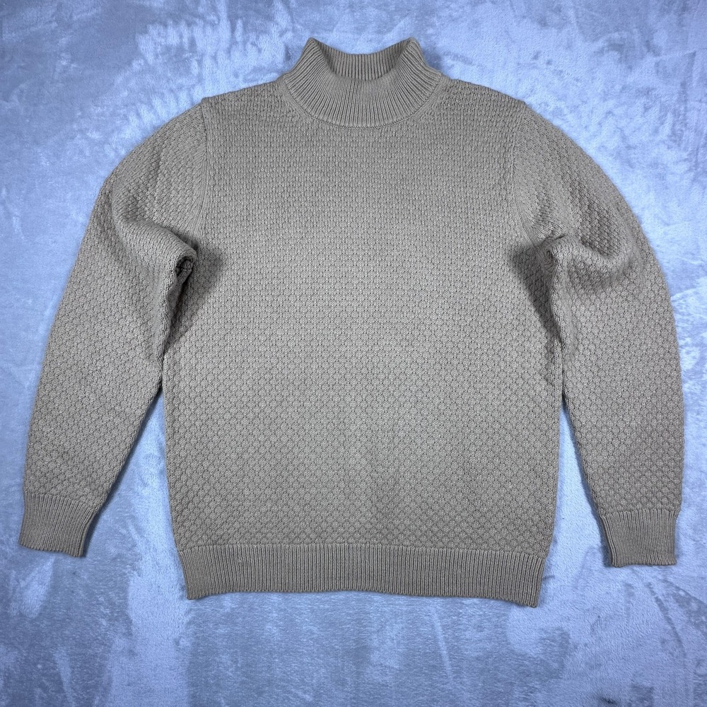Ms Maggie Sweater Womens Size XL Beige Knit Textured Stretch Mock Neck Top